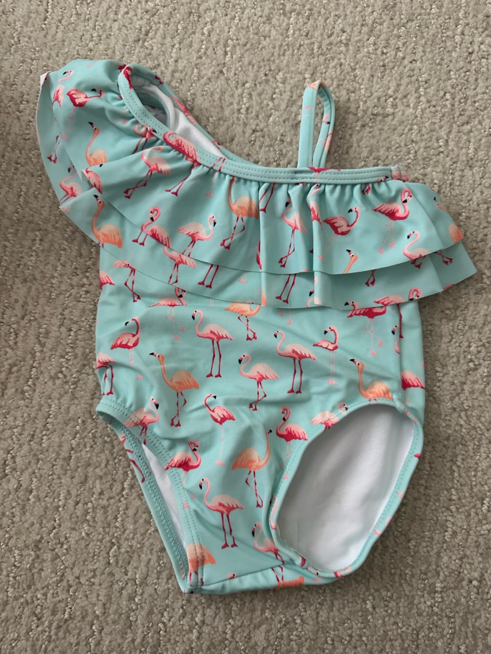 Janie and Jack Aqua Flamingo Ruffle One-Piece Swimsuit